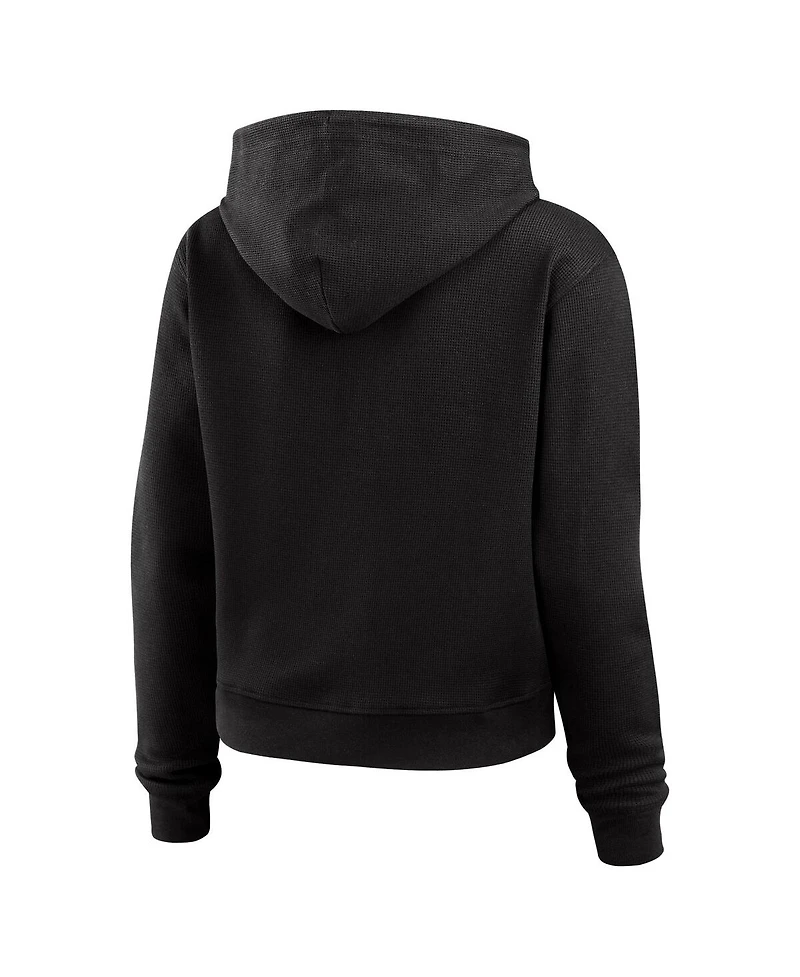 Wear by Erin Andrews Women's Black Cincinnati Bengals Waffle Hoodie Pullover Top