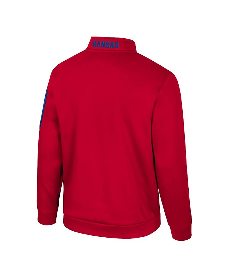 Colosseum Men's Red Kansas Jayhawks Mainframe Quarter-Zip Fleece Jacket