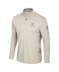Colosseum Men's Natural Virginia Cavaliers Oht Military Appreciation Quarter-Zip Jacket
