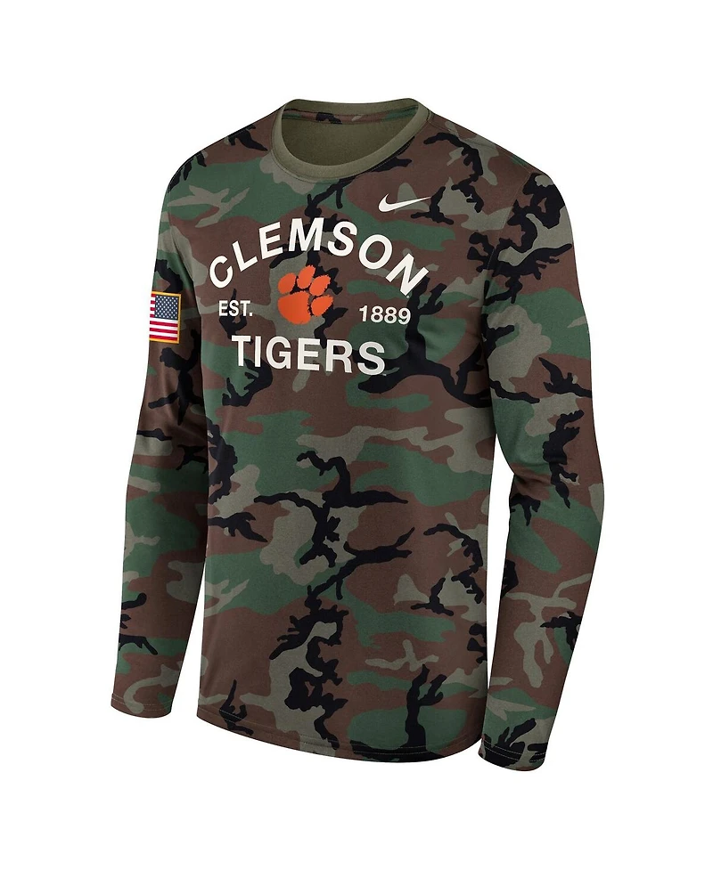 Nike Men's Camo Clemson Tigers 2025 Military Appreciation Legend Dri-fit Long Sleeve T-Shirt