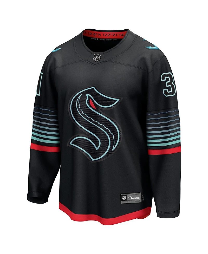 Fanatics Men's Philipp Grubauer Black Seattle Kraken Alternate Breakaway Player Jersey