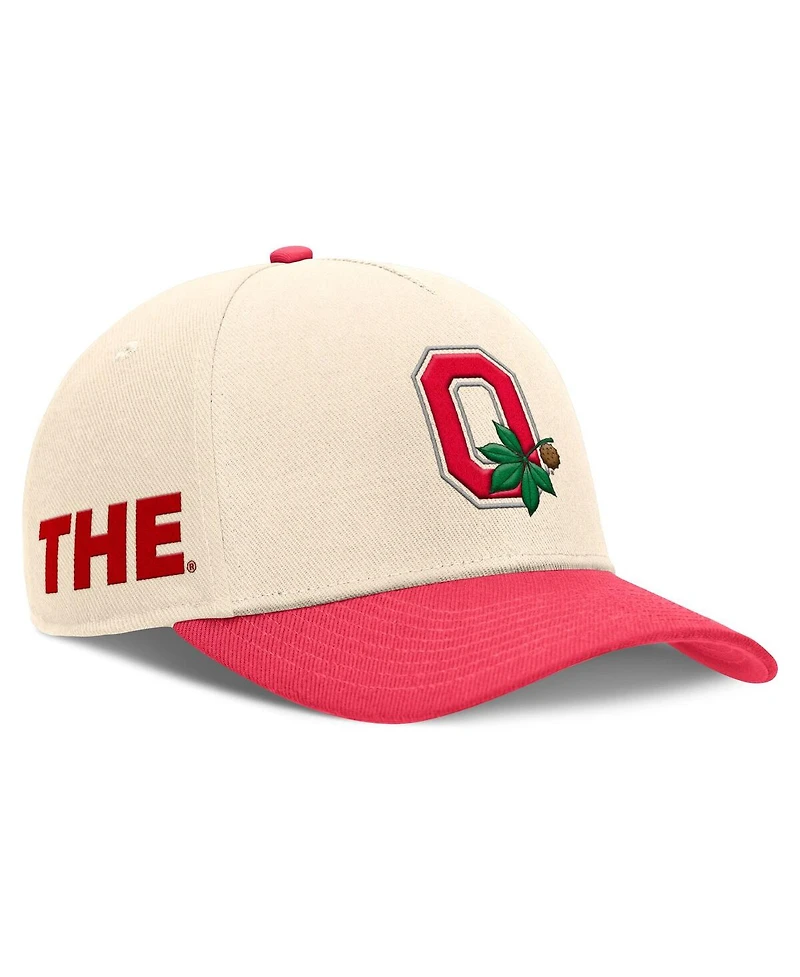 Nike Men's Natural/Scarlet Ohio State Buckeyes Academic Rise Dri-fit Adjustable Hat