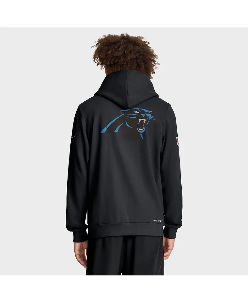 Nike Men's Black Carolina Panthers Sideline Standard Issue Utility Player Dri-fit Full-Zip Hoodie