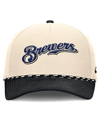 Nike Men's Natural/Black Milwaukee Brewers Cooperstown Collection Rise Adjustable Hat