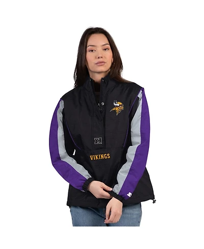 Starter Women's Black/Purple Minnesota Vikings Thursday Night Gridiron Half-Zip Jacket