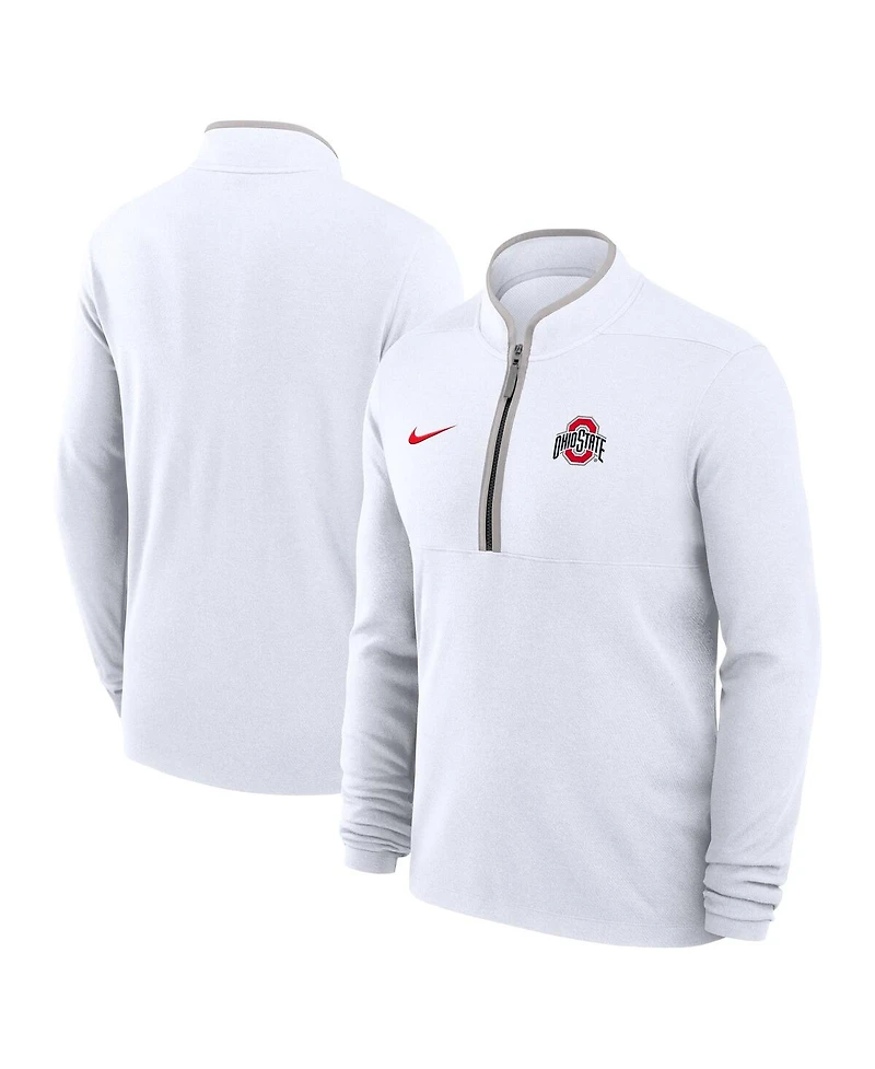 Nike Men's White Ohio State Buckeyes Courtside Victory Dri-fit Half-Zip Pullover Sweatshirt