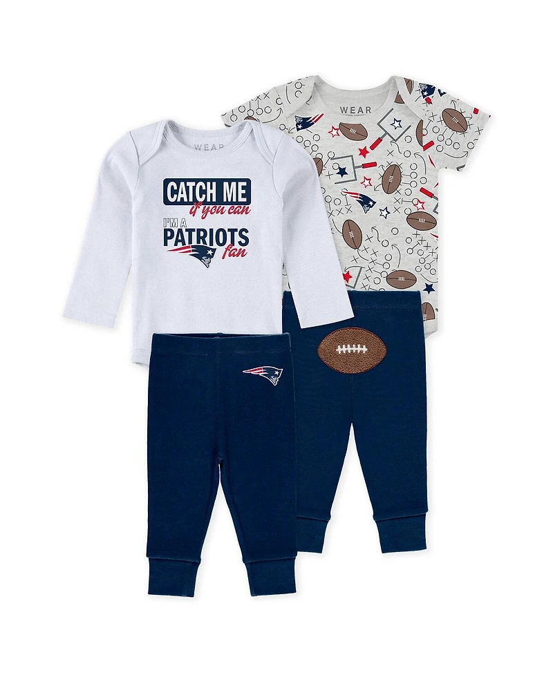 Wear by Erin Andrews Baby Boys and Girls Newborn 3-Piece New England Patriots Turn Me Around Bodysuits Pant Set