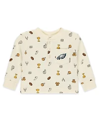 Wear by Erin Andrews Baby Boys and Girls 2-Piece Cream Philadelphia Eagles Waffle-Knit Sleep Set