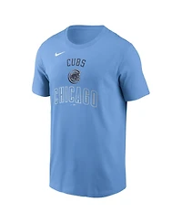 Nike Men's Light Blue Chicago Cubs Early Innings Stack T-Shirt
