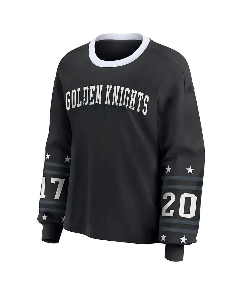 Wear by Erin Andrews Women's Black Vegas Golden Knights Long-Sleeve Sport T-Shirt