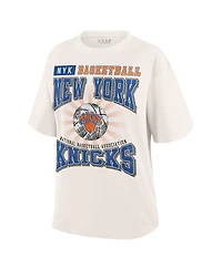 Wear by Erin Andrews Women's Cream New York Knicks Ball Boyfriend T-Shirt