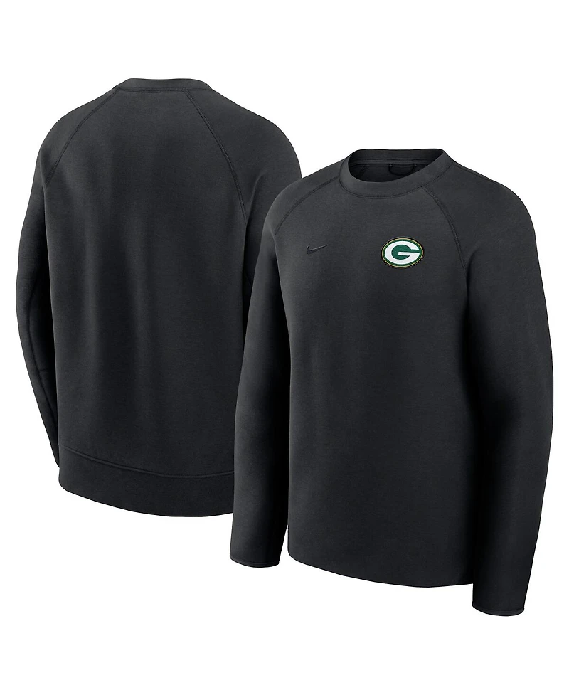 Nike Men's Black Green Bay Packers Tech Fleece Raglan Sweatshirt