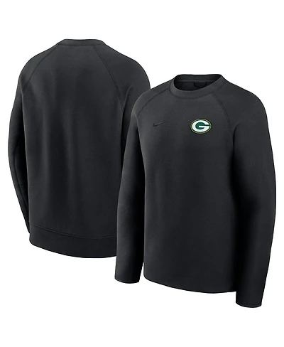 Nike Men's Black Green Bay Packers Tech Fleece Raglan Sweatshirt
