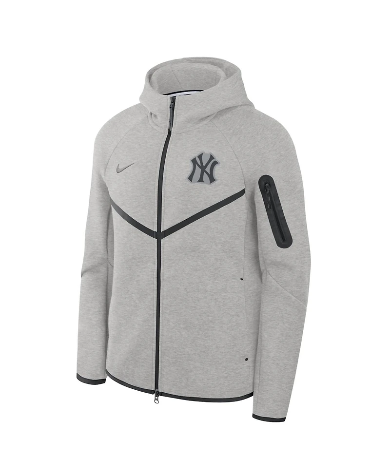 Nike Men's Heather Charcoal New York Yankees Tech Fleece Windrunner Full-Zip Hoodie Jacket