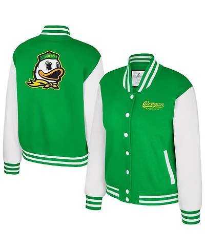 Colosseum Women's Green Oregon Ducks French Baguette Full Snap Fleece Jacket