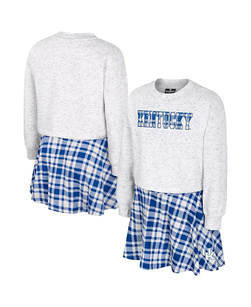 Colosseum Big Girls 2-Piece Gray Kentucky Wildcats Marceline Plaid Skirt and Top Set