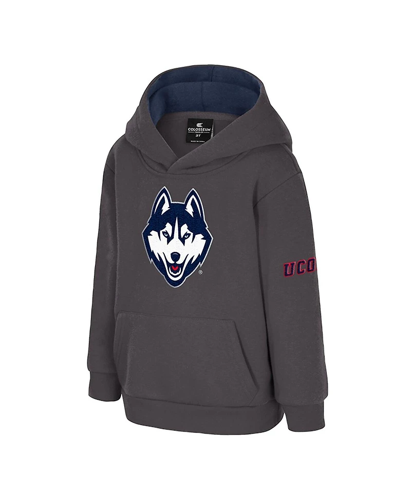 Colosseum Toddler Charcoal UConn Huskies Big Logo Volume Fleece Pullover Hoodie