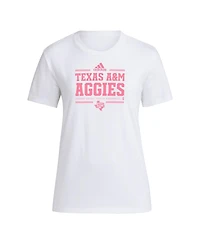 Adidas Women's White Texas A&M Aggies 2024 Breast Cancer Awareness Pregame T-Shirt