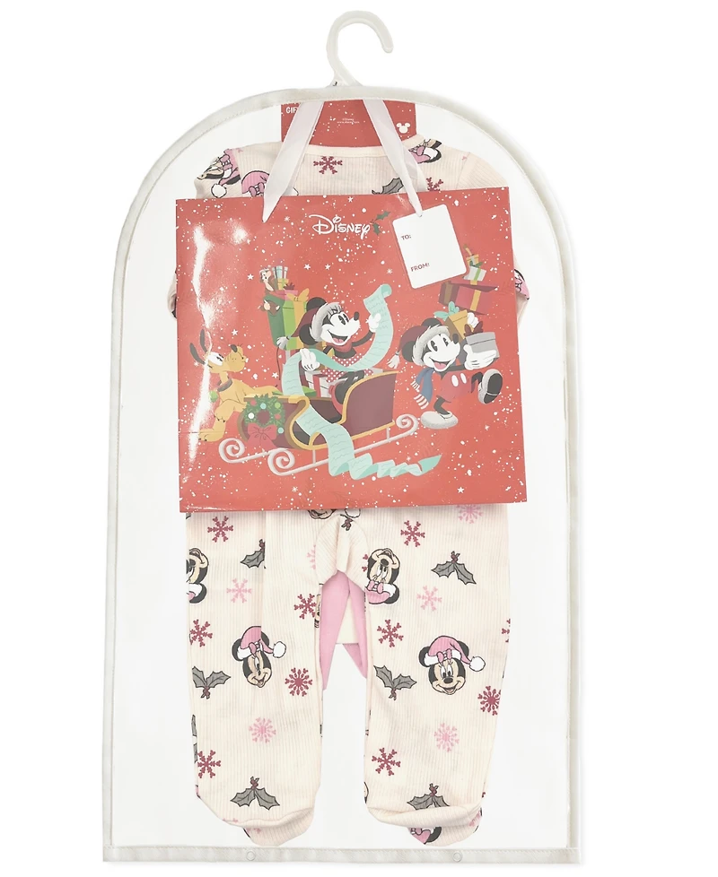 Disney Baby Girls 5-Piece Minnie Mouse Coverall, Bodysuit, Cap, Bib and Pants Set