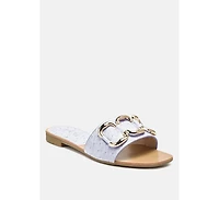 Madeleine Metal Rings Flat Slides