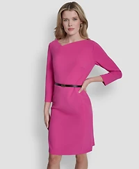 Dkny Petite Asymmetrical Neck 3/4-Length Dress