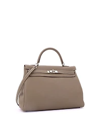 Pre-Owned HERMES Kelly 35 Handbag Grey Togo with Palladium Hardware