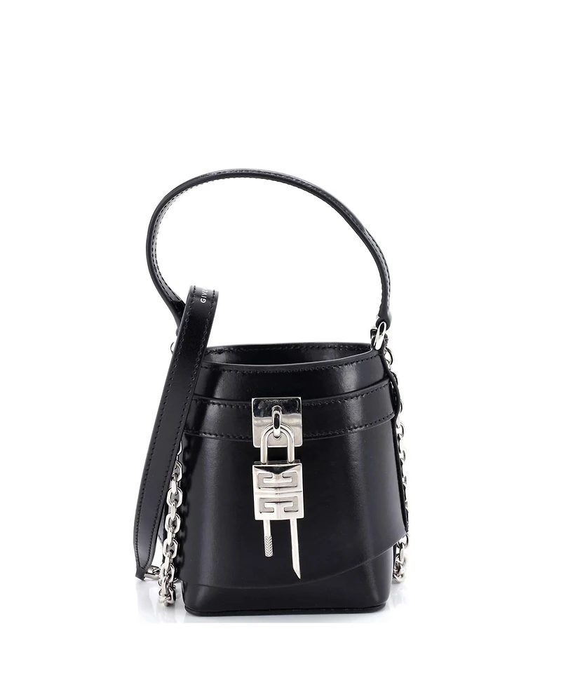 Pre-Owned Givenchy Micro Gv Shark Lock Bucket Bag Leather