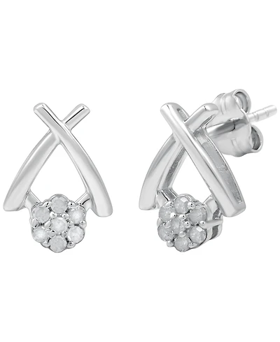 Macy's Diamond Back Post Earrings (1/10 ct. t.w.) in Sterling Silver