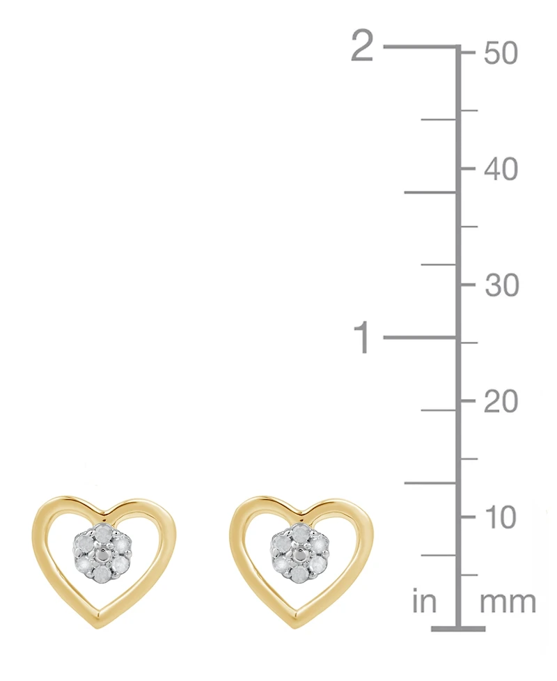 Macy's Diamond Heart Earrings (1/10 ct. t.w.) Sterling Silver (also 14K Gold-Plated Silver)