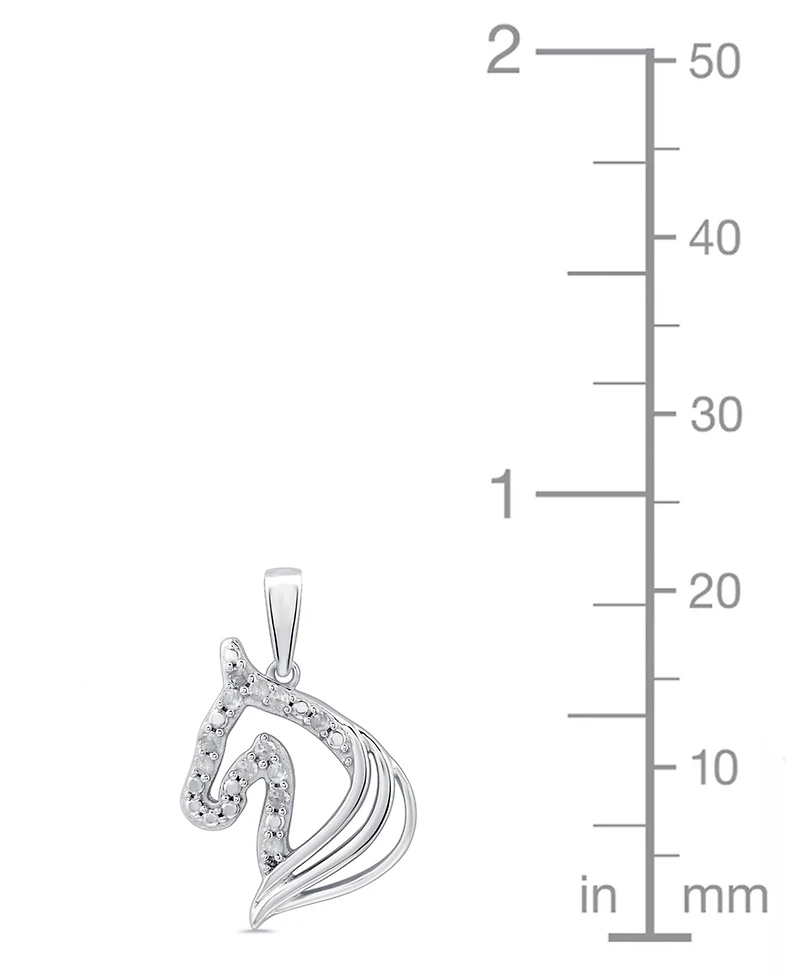 Macy's Diamond Horse Pendant Necklace (1/10 ct. t.w.) in Sterling Silver