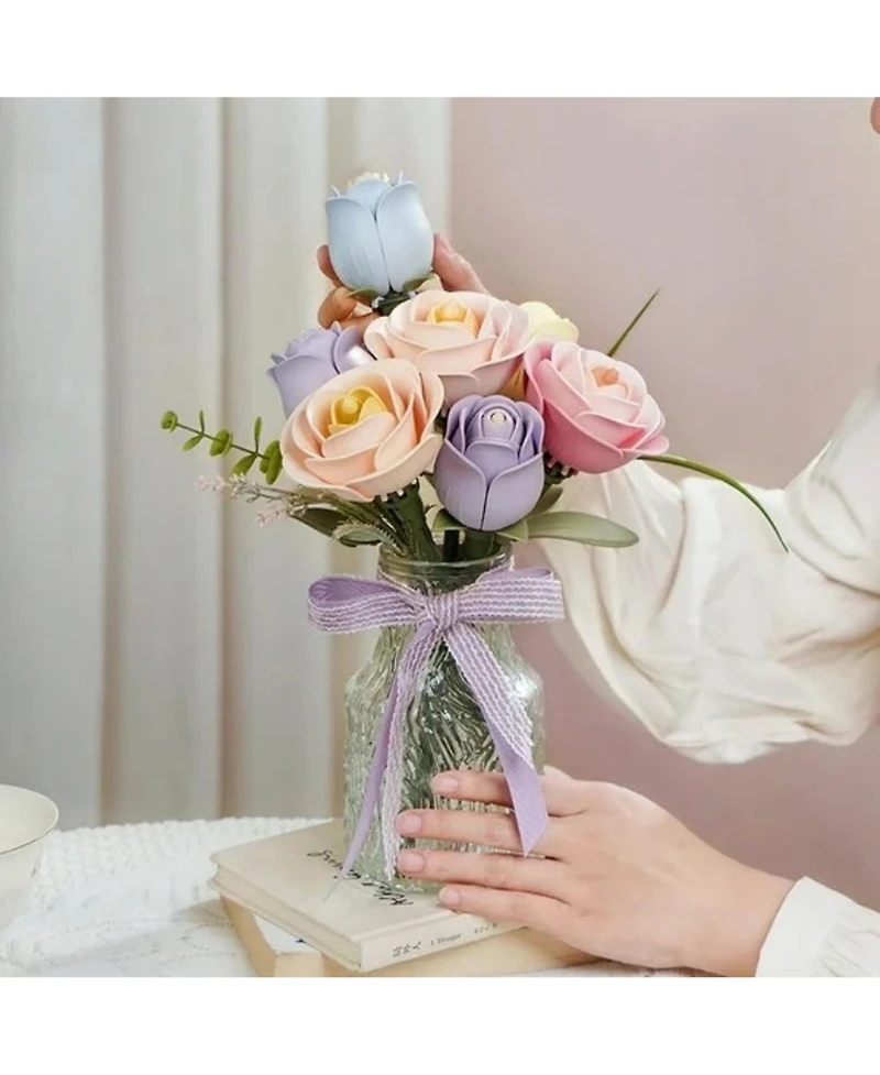 Robotime 3D Puzzles Floral Art Series Single Flower Diy Craft Flower Puzzle Home Decorative Ornaments for Holiday Gifts Purple