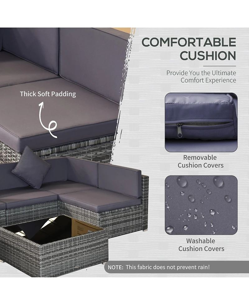Outsunny 7-Piece Outdoor Patio Furniture Set w/ Rat Wicker,