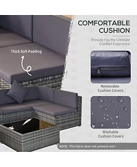 Outsunny 7-Piece Outdoor Patio Furniture Set w/ Rat Wicker,