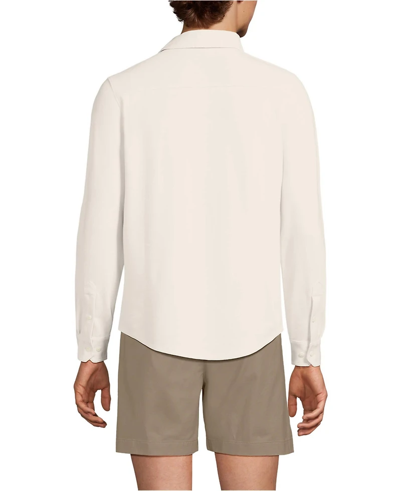 Lands' End Men's Long Sleeve Knit Travel Kit Oxford Shirt