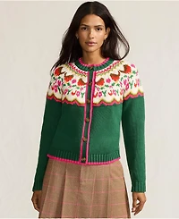 Lands' End Women's Lofty Fair Isle Cardigan Sweater