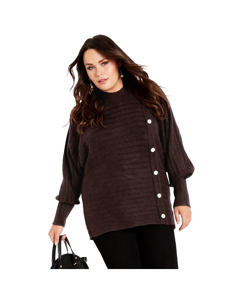 Avenue Women's Beata Asymmetrical Button Knit Sweater