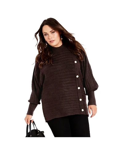 Avenue Women's Beata Asymmetrical Button Knit Sweater