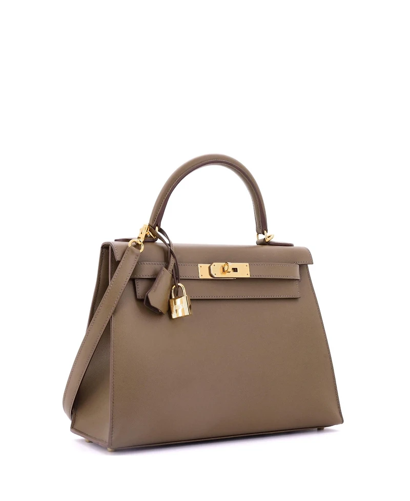 Pre-Owned Hermes Kelly 28 Handbag Brown Madame with Gold Hardware