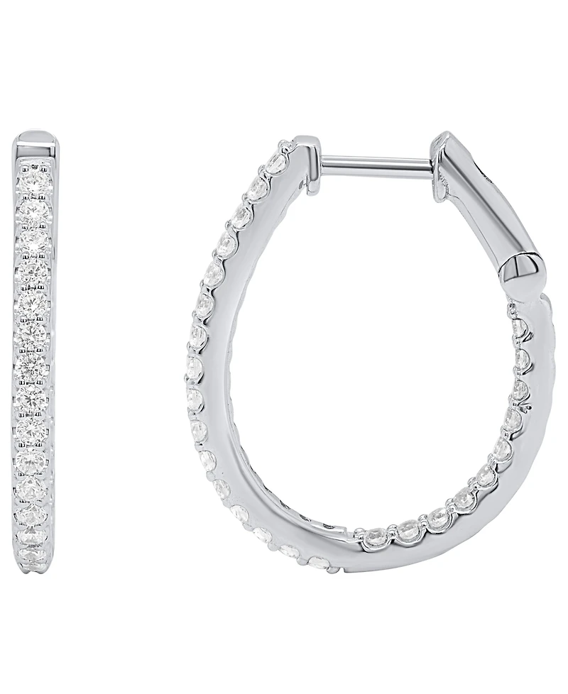 Forever Grown Diamonds Diamond Hoop Earrings (1 ct. t.w.) in 14K Gold Plated Sterling Silver White Rhodium