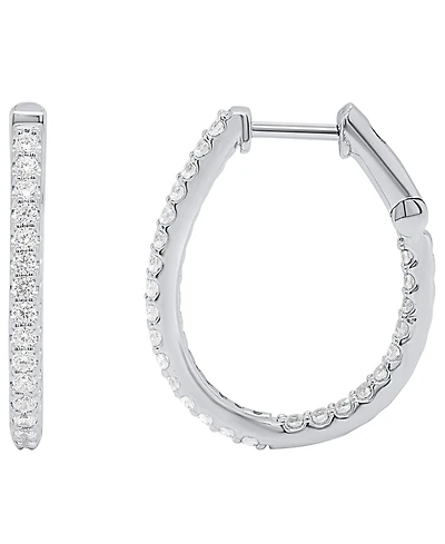 Forever Grown Diamonds Diamond Hoop Earrings (1 ct. t.w.) in 14K Gold Plated Sterling Silver White Rhodium