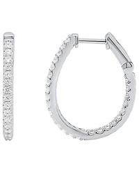 Forever Grown Diamonds Diamond Hoop Earrings (1 ct. t.w.) in 14K Gold Plated Sterling Silver White Rhodium