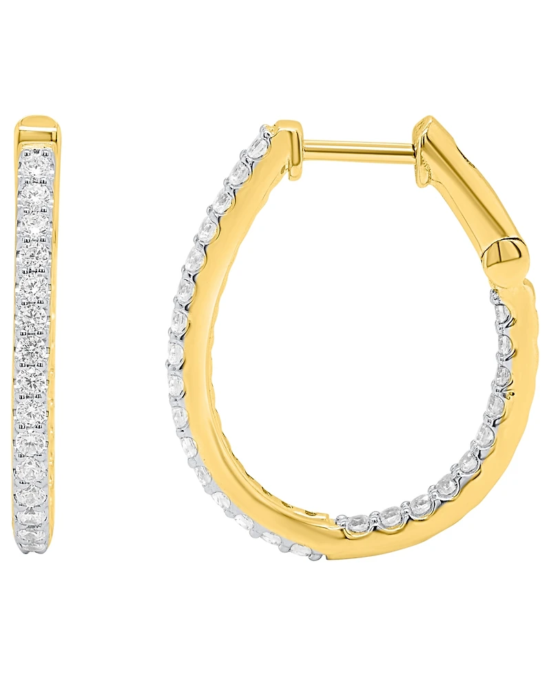 Forever Grown Diamonds Diamond Hoop Earrings (1 ct. t.w.) 14K Gold Plated Sterling Silver White Rhodium