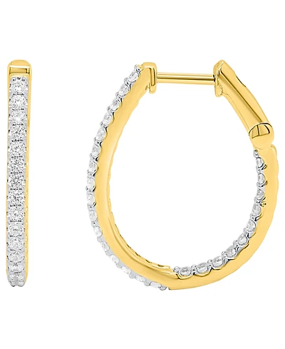 Forever Grown Diamonds Diamond Hoop Earrings (1 ct. t.w.) 14K Gold Plated Sterling Silver White Rhodium
