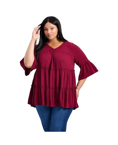 Avenue Women's Amy Tiered Bell Sleeve Blouse