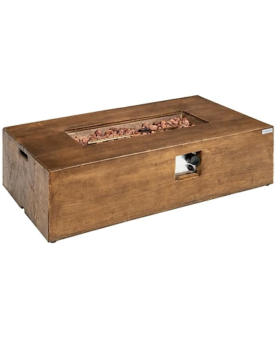 Mecale 48 x 27Inch Outdoor Gas Fire Pit Table 50,000 Btu with Lava Rocks and Cover