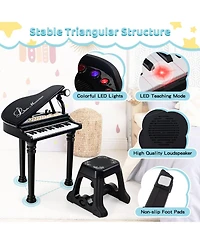 Mecale 31 Keys Kids Piano Keyboard with Stool, Microphone and Lid