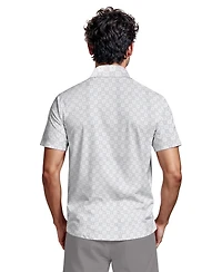 Pga Tour Men's All-Over Batik Geometric Print Short-Sleeve Golf Polo Shirt