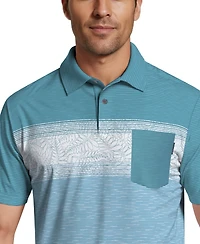 Pga Tour Men's Engineered Textured Color-Block Short-Sleeve Golf Polo Shirt