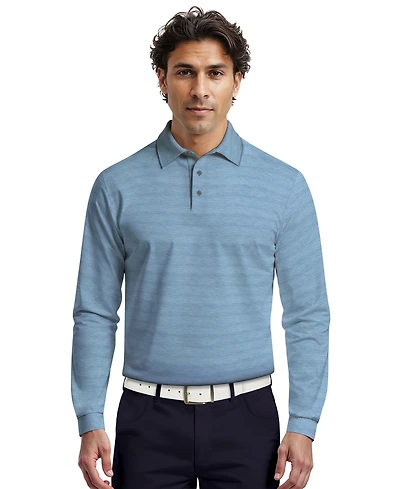 Pga Tour Men's Jaspe Print Long-Sleeve Golf Polo Shirt