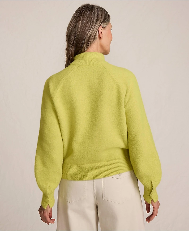 Lands' End Women's Fuzzy Turtleneck Lantern Sleeve Sweater